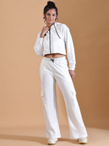 HOODED CO ORDS SET WHITE