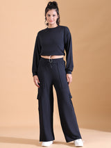 CREW NECK BAGGY CO ORDS BLACK