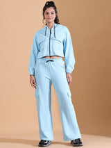 HOODED CO ORDS SET SKY BLUE
