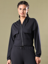 Zipper Hoodie Patch Pocket