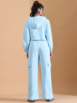 HOODED CO ORDS SET SKY BLUE