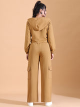 HOODED CO ORDS SET CIDER BROWN