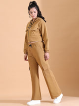 HOODED CO ORDS SET CIDER BROWN