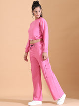 CREW NECK BAGGY CO ORDS HOT PINK