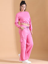 CREW NECK BAGGY CO ORDS HOT PINK