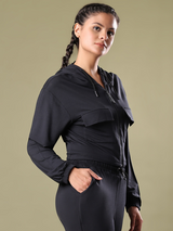 Zipper Hoodie Patch Pocket