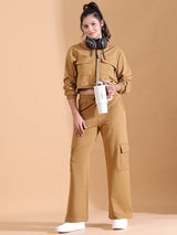 HOODED CO ORDS SET CIDER BROWN