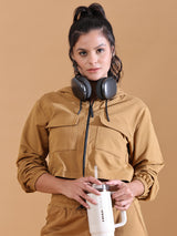 HOODED CO ORDS SET CIDER BROWN