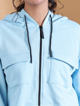HOODED CO ORDS SET SKY BLUE
