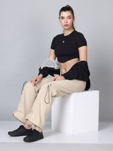 Comfort Hight Fit Beige Nylon Flared Yoga Pant