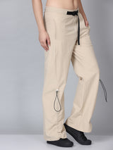 Comfort Hight Fit Beige Nylon Flared Yoga Pant