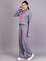 Purple Grey Printed Co-Ords Set