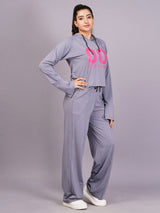 Purple Grey Printed Co-Ords Set