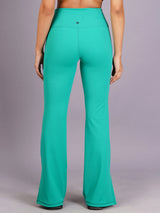 Women Teal Green Side Slit broad pant