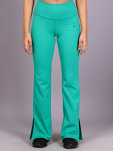 Women Teal Green Side Slit broad pant