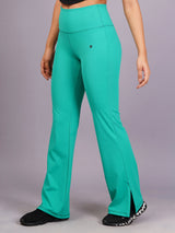 Women Teal Green Side Slit broad pant
