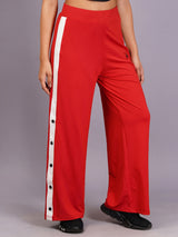 Women Red Buttoned pants