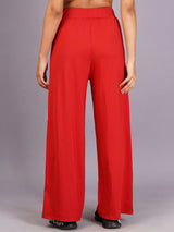 Women Red Buttoned pants