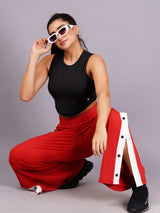 Women Red Buttoned pants