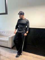 Curved Hem T-Shirt Full Sleeves Black