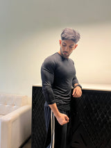 Curved Hem T-Shirt Full Sleeves Black