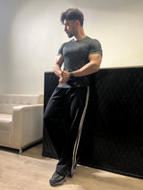 curved Hem T-Shirt Grey Jacquard