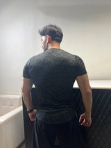 curved Hem T-Shirt Grey Jacquard