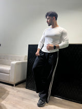 Curved Hem T-Shirt Full Sleeves White