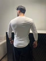 Curved Hem T-Shirt Full Sleeves White