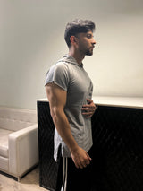 Side zip T-Shirt -Grey