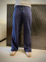 Retro Bootcut Joggers-Navy Blue