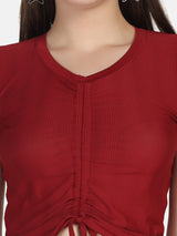 Ribbed Drawstring Top