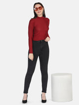 Ribbed High Neck Top