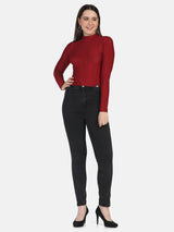 Ribbed High Neck Top