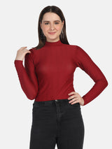 Ribbed High Neck Top