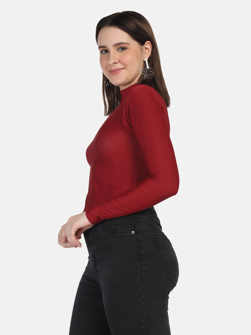 Women's Ribbed High Neck Top