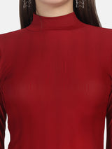 Ribbed High Neck Top