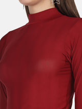 Ribbed High Neck Top