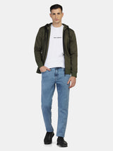 Lifestyle Solid Hooded Zipper (Olive)