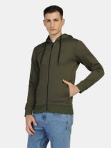 Lifestyle Solid Hooded Zipper (Olive)