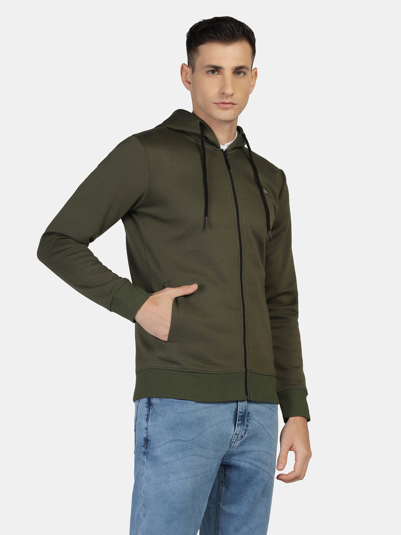 Lifestyle Solid Hooded Zipper (Olive)