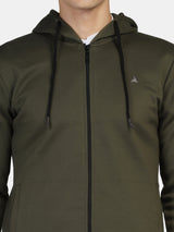 Lifestyle Solid Hooded Zipper (Olive)