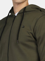 Lifestyle Solid Hooded Zipper (Olive)