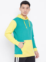Colour Block Hoodie Jacket-Green/Mustard