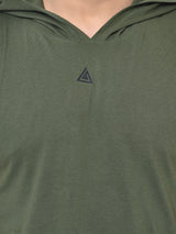 Men’s Drop Arm Sleeveless Hoodie- Olive Green