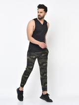 Men’s Drop Arm Sleeveless Hoodie-Black