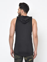 Men’s Drop Arm Sleeveless Hoodie-Black