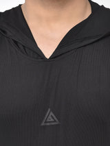 Men’s Drop Arm Sleeveless Hoodie-Black