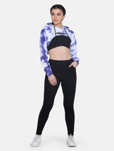 Tie- Dye Bust Crop Hoodie-BLUE
