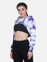 Tie- Dye Bust Crop Hoodie-BLUE